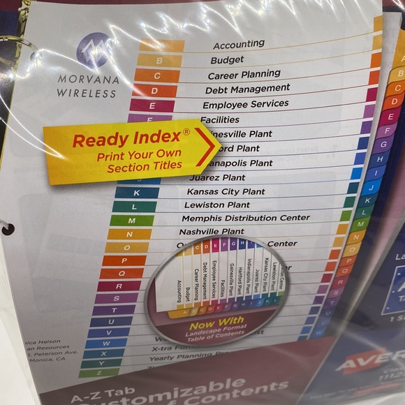 NWT Avery A-Z Customizable Table of Contents Dividers 8 1/2 x 11” - Picture 5 of 7